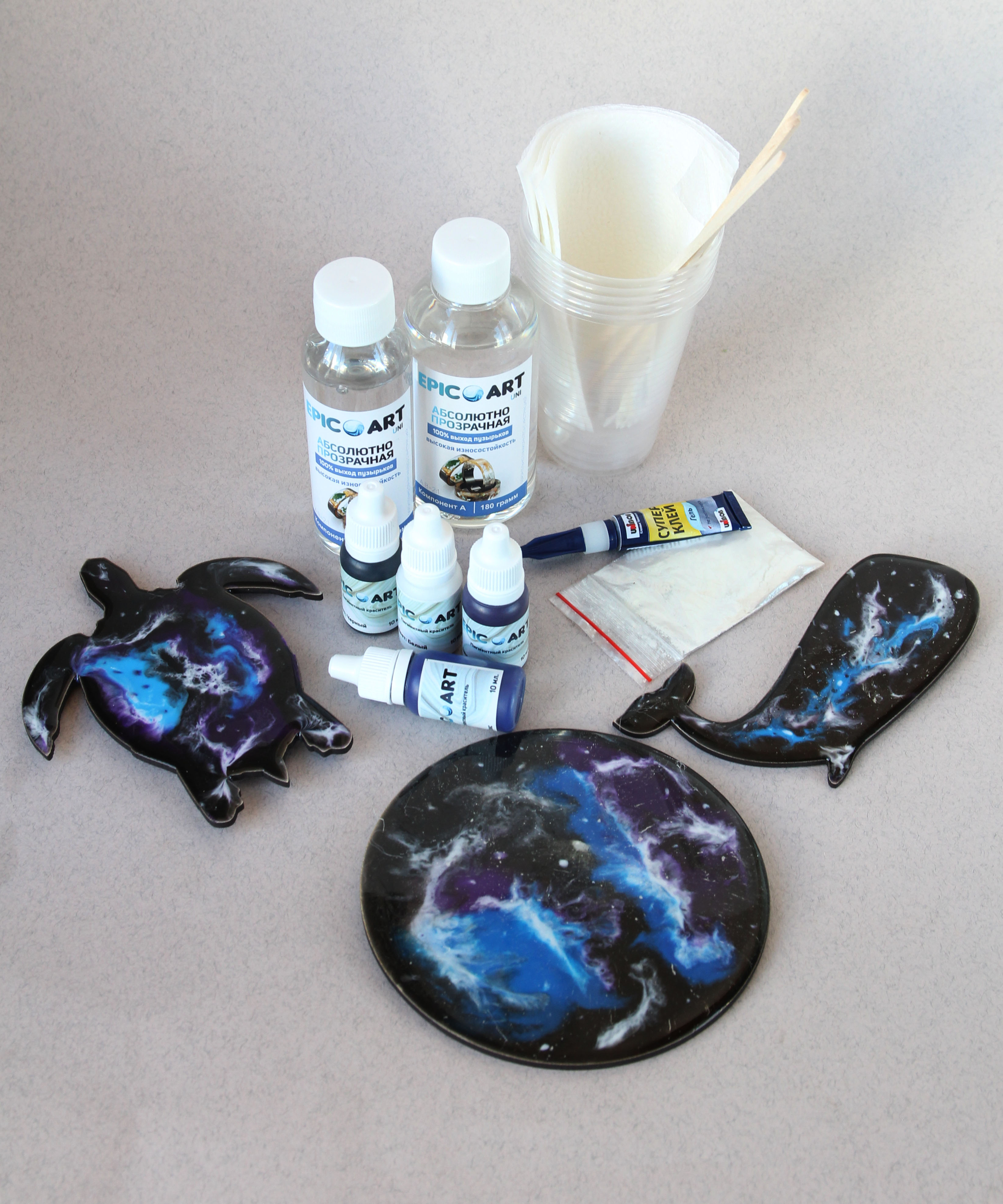Творческий набор для рисования эпоксидной смолой в технике Resin Art "Космос магниты"